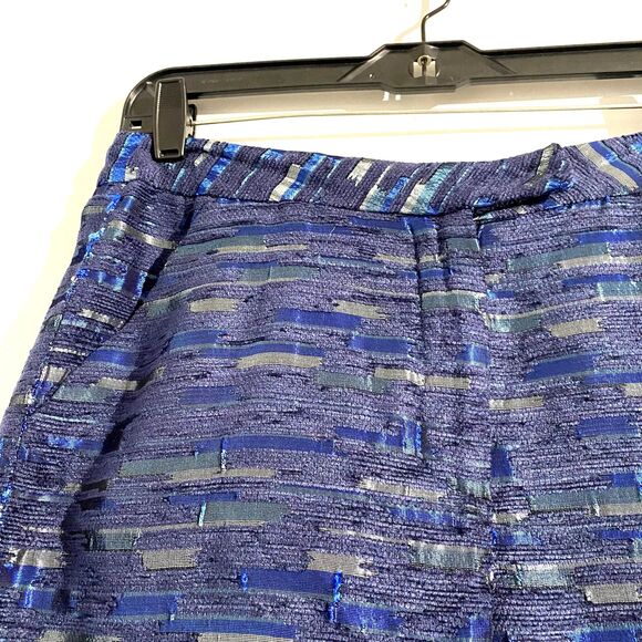 Vintage Banu Paris Metallic Blue Stripe Dress Pants Pleat Leg High Rise Size 6 - Picture 3 of 8